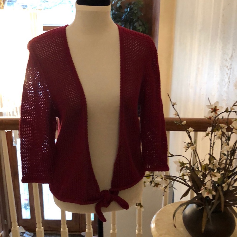 Looped honeycomb open sweater